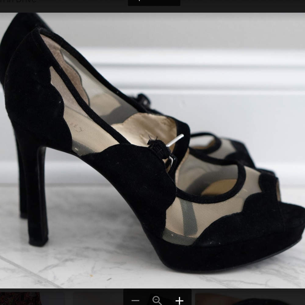 Levity Suede Peep Toe Velvet Pumps